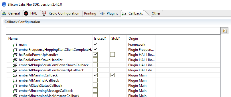 Callback configuration in the Application Builder