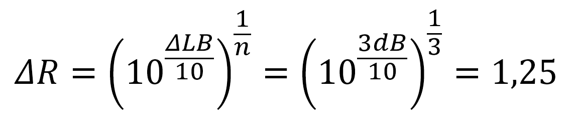 Range improvement calculation for a given extra link budget