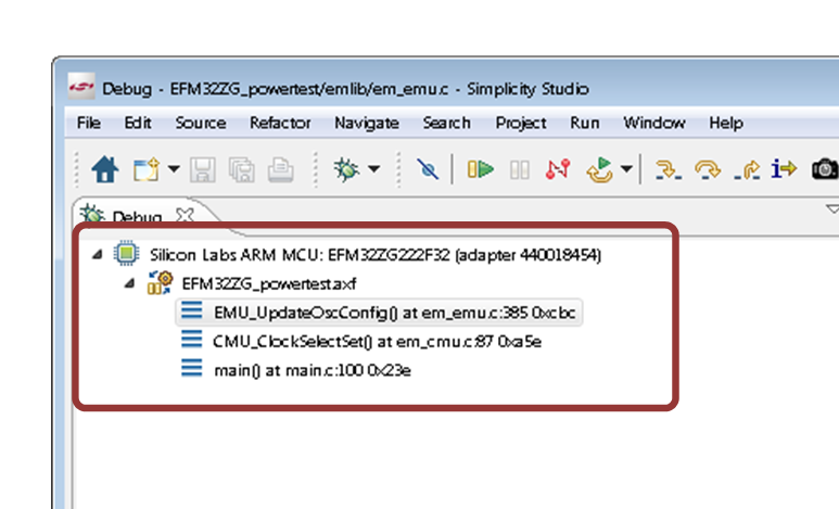 Simplicity IDE: Using the Call Stack