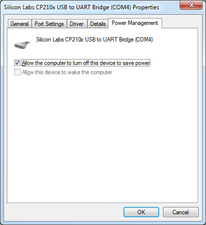 CP210x VCP Selective Suspend Configuration