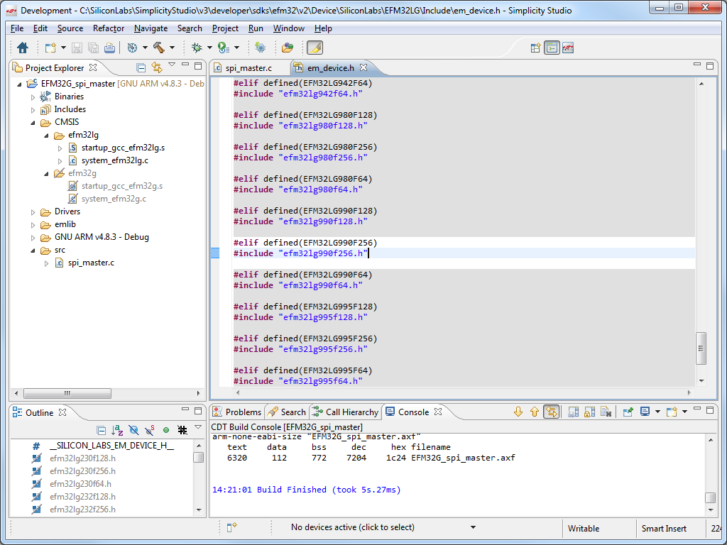 Porting an EFM32 project to another part
