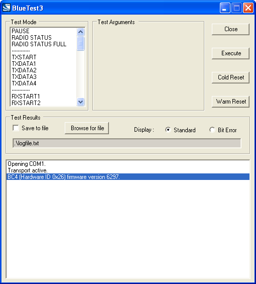Bluetest3: Certification test setup and procedures