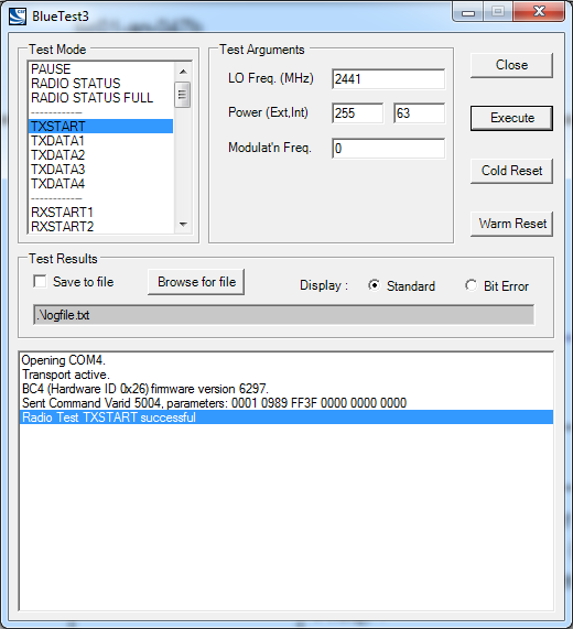 Bluetest3: Certification test setup and procedures
