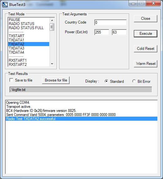Bluetest3: Certification test setup and procedures