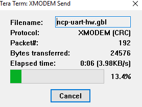 Upgrading the device firmware through UART XMODEM