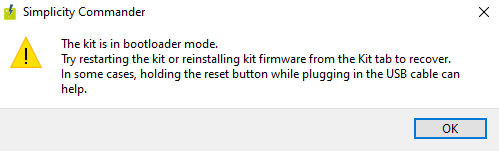 Bootloader mode in Thunderboard kits and how to fix it