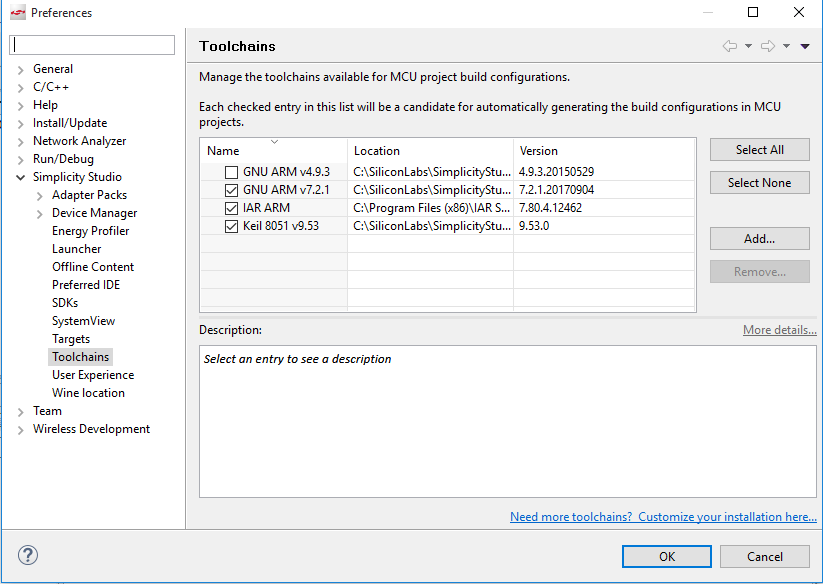 Gecko SDK Suite Toolchain Support